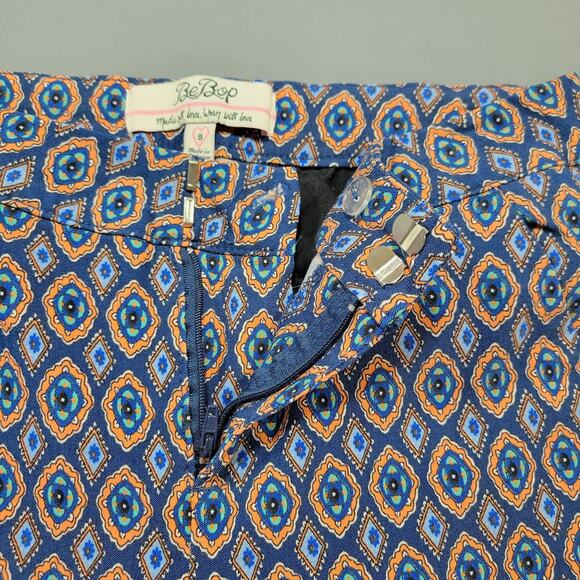 BeBop Blue Floral Pants Stretch Y2k Skinny Chino Zip Womens Pants Size 9 Juniors - Picture 6 of 13